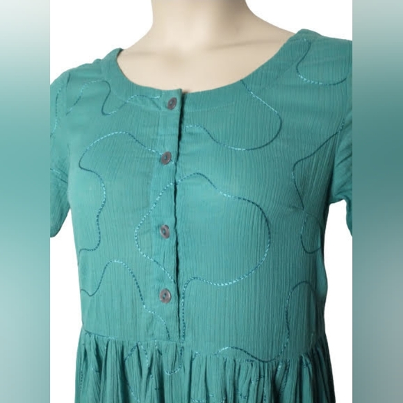 Collections Etc.Teal Embroidery Scoop Neck Size Medium Dress - Picture 5 of 9